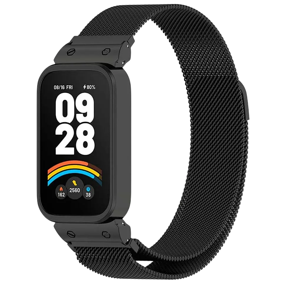 Correa Milanesa Magnética Xiaomi Mi Smart Band 9 Active / Redmi Smart Band 3 Negro 1