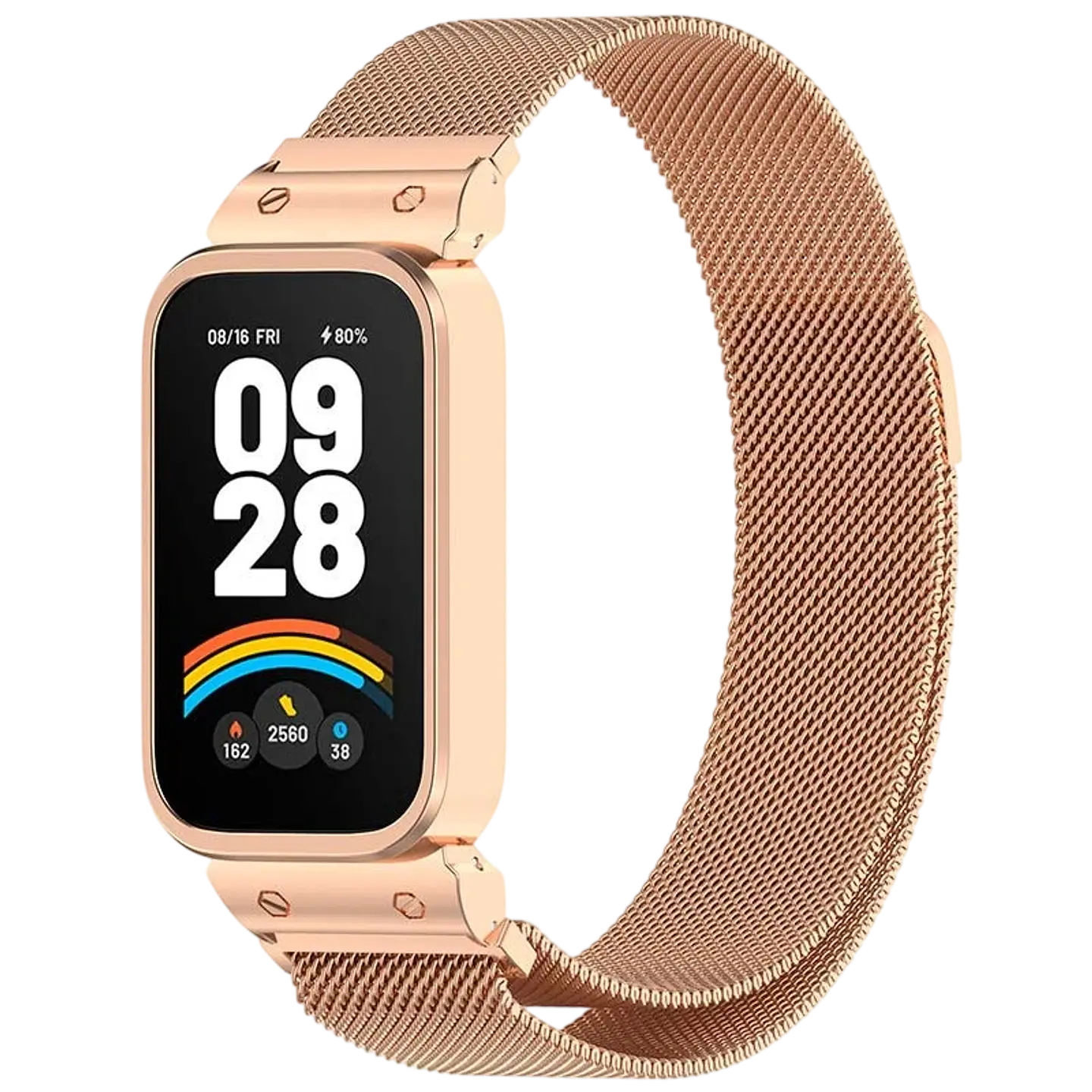 Correa Milanesa Magnética Xiaomi Mi Smart Band 9 Active / Redmi Smart Band 3 Dorado Rosa 1