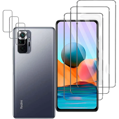 Pack de Accesorios Xiaomi Poco M5s / Redmi Note 10 / Redmi Note 10S con 3 Protectores de pantalla + 3 Protectores de cámara