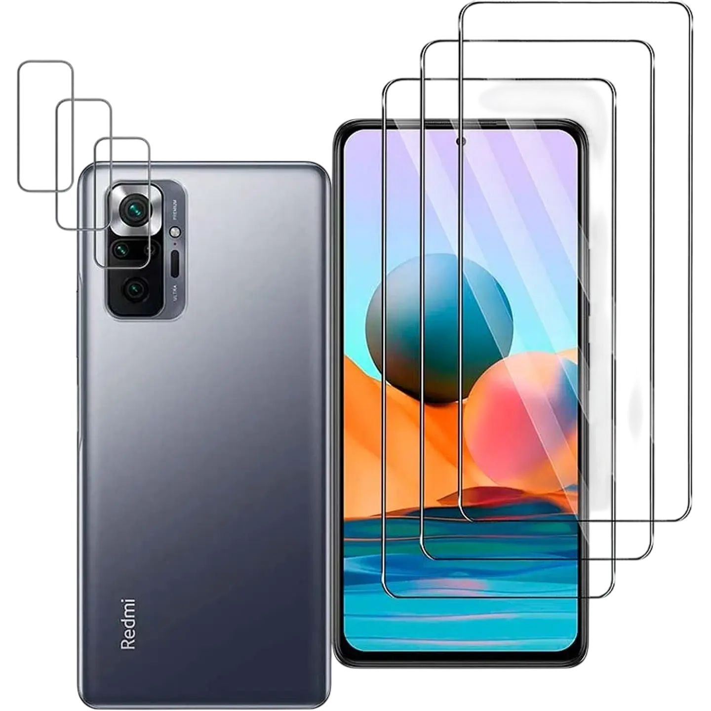 Pack de Accesorios Xiaomi Poco M5s / Redmi Note 10 / Redmi Note 10S con 3 Protectores de pantalla + 3 Protectores de cámara 1