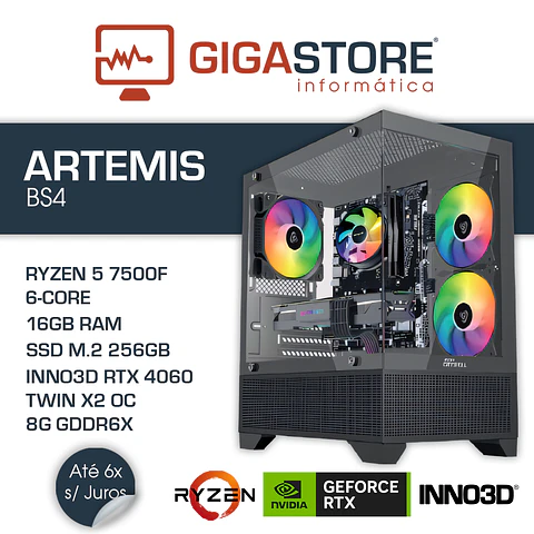 Desktop Gaming ARTEMIS-BS4 RYZEN 5 7500F 16GB RAM 256GB + 512GB SSD W11