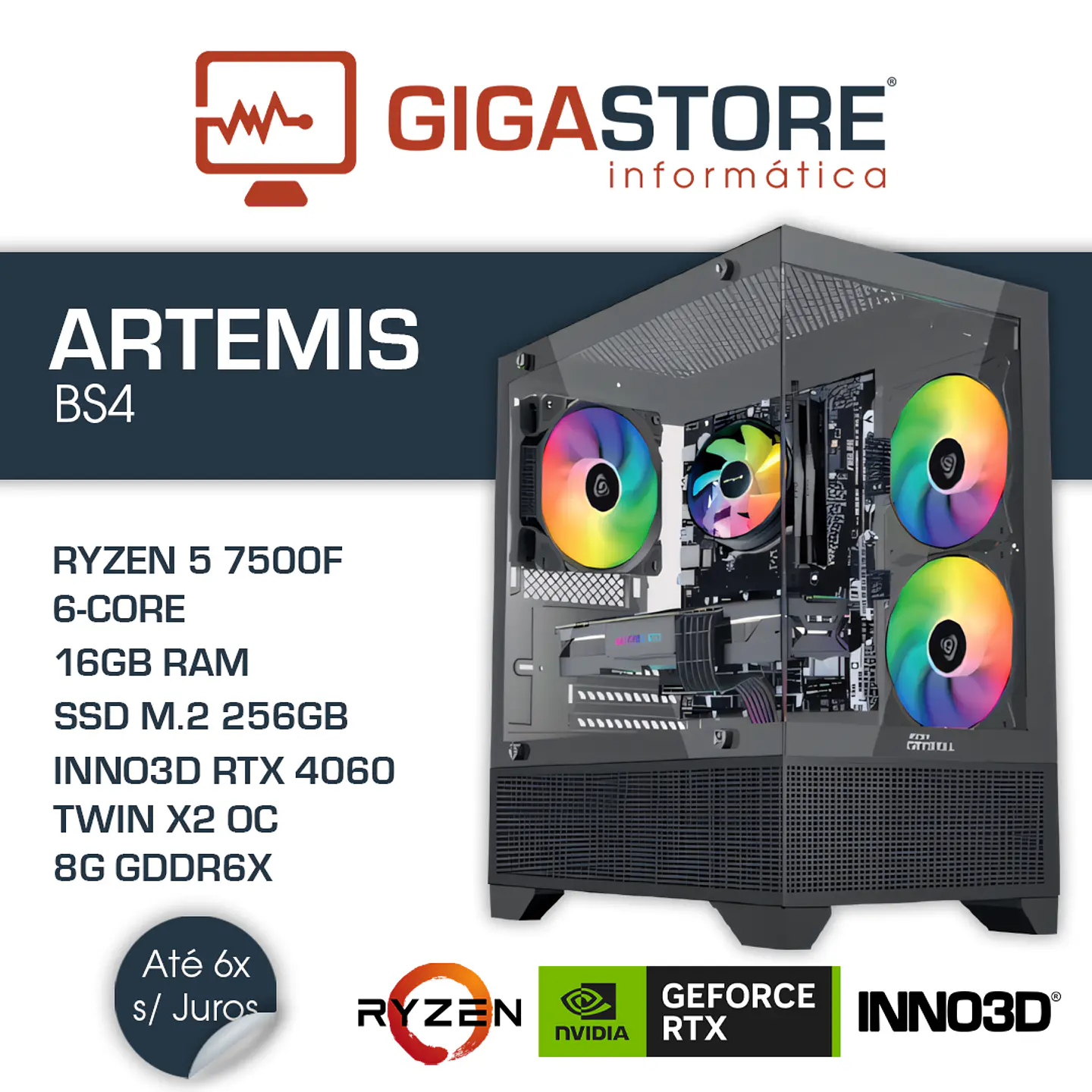 Desktop Gaming ARTEMIS-BS4 RYZEN 5 7500F 16GB RAM 256GB + 512GB SSD W11 1