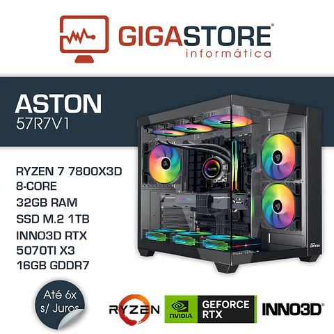 Desktop Gaming ASTON-57R7V1 RYZEN 7 7800X3D 32GB RAM 1TB SSD W11
