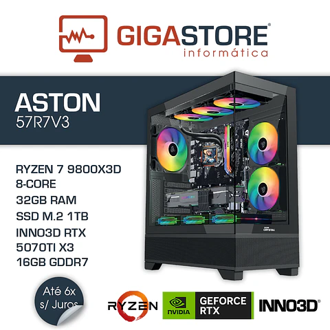 Desktop Gaming ASTON-57R7V3 RYZEN 7 9800X3D 32GB RAM 1TB SSD W11