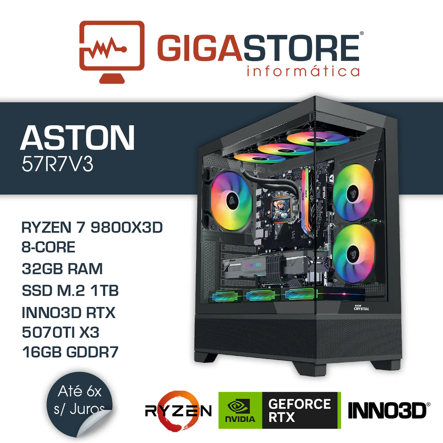 Desktop Gaming ASTON-57R7V3 RYZEN 7 9800X3D 32GB RAM 1TB SSD W11 1