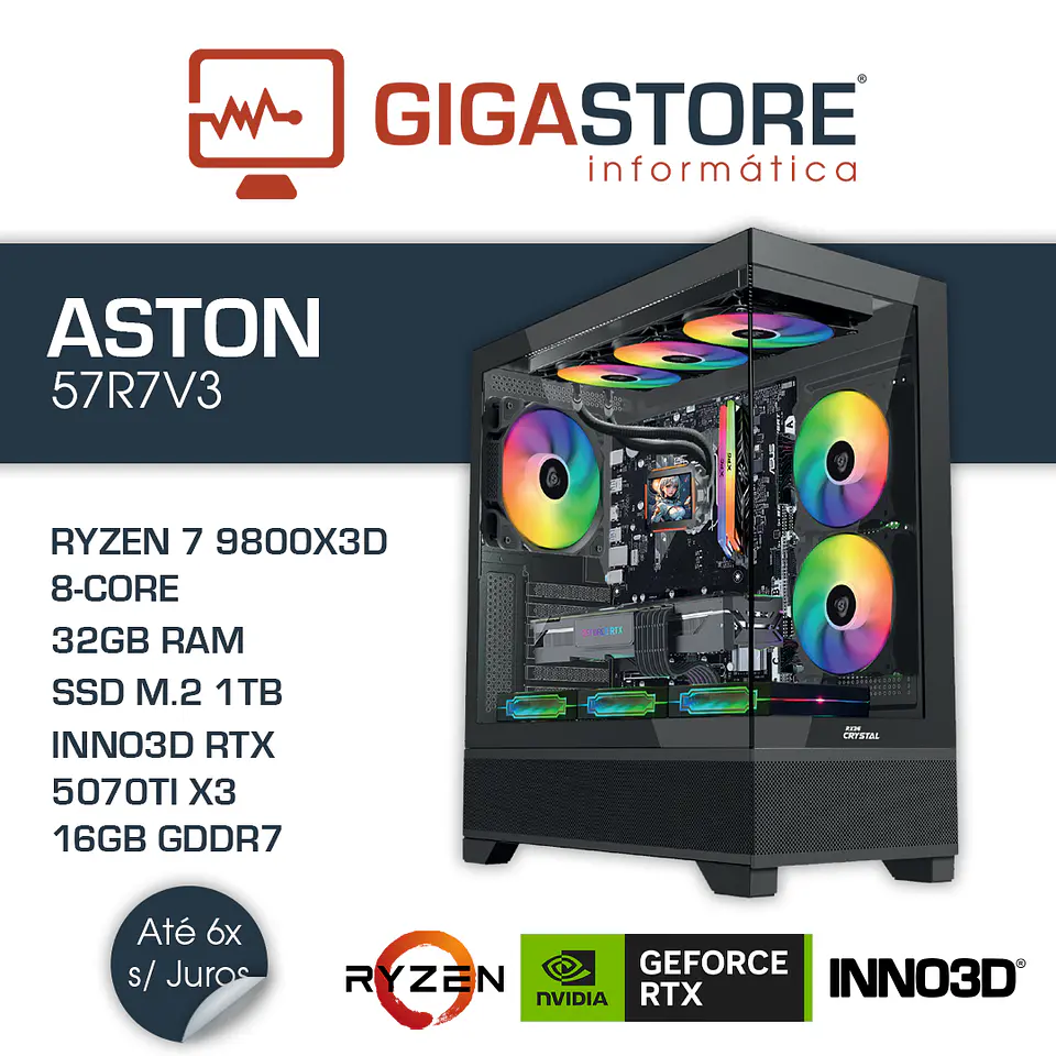 Desktop Gaming ASTON-57R7V3 RYZEN 7 9800X3D 32GB RAM 1TB SSD W11 1