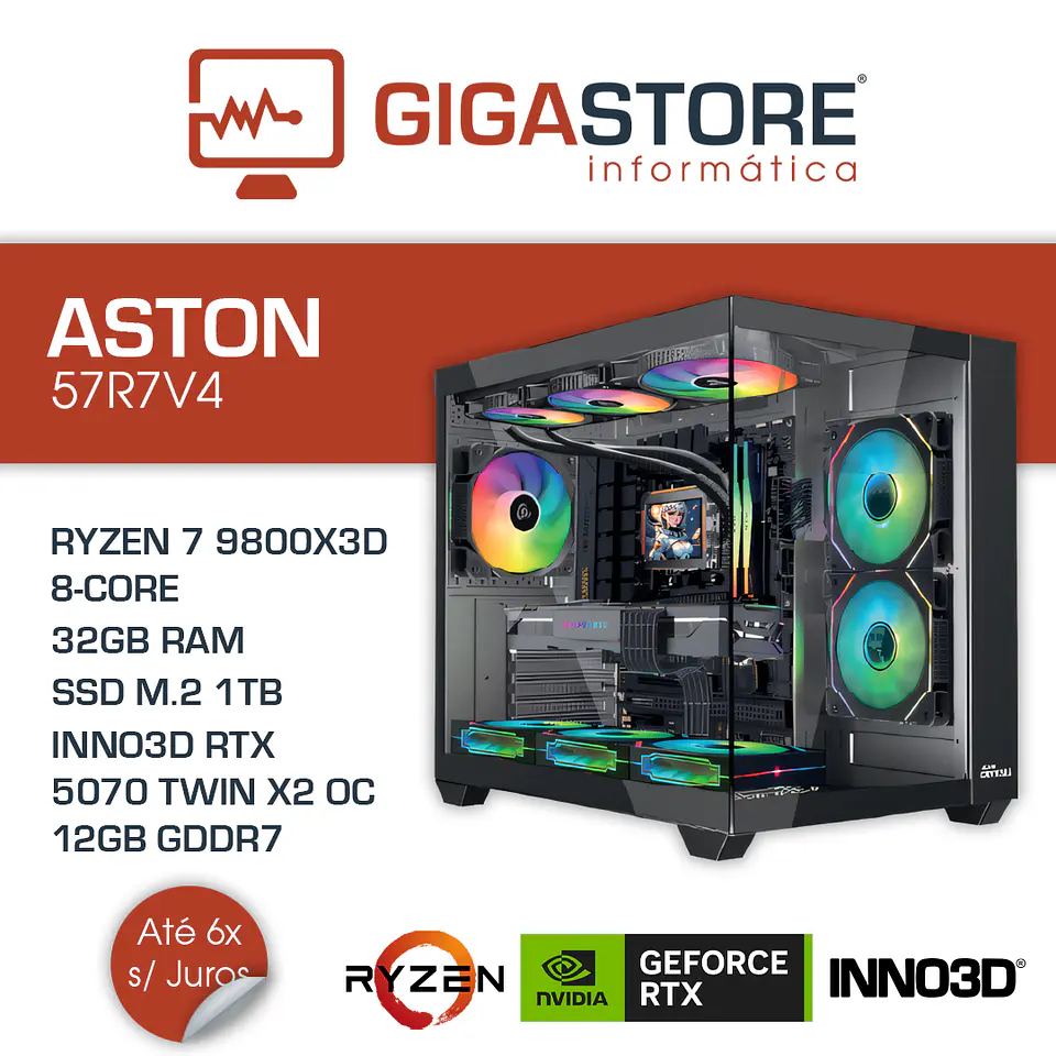 Desktop Gaming ASTON-57R7V4 RYZEN 7 9800X3D 32GB RAM 1TB SSD W11 1