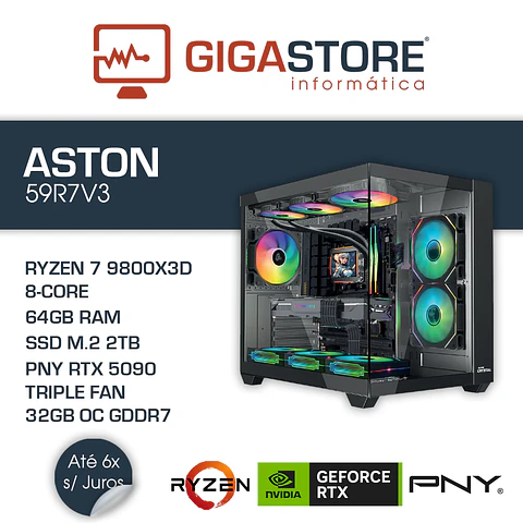 Desktop Gaming ASTON-59R7V3 RYZEN 7 9800X3D 64GB RAM 2TB SSD W11