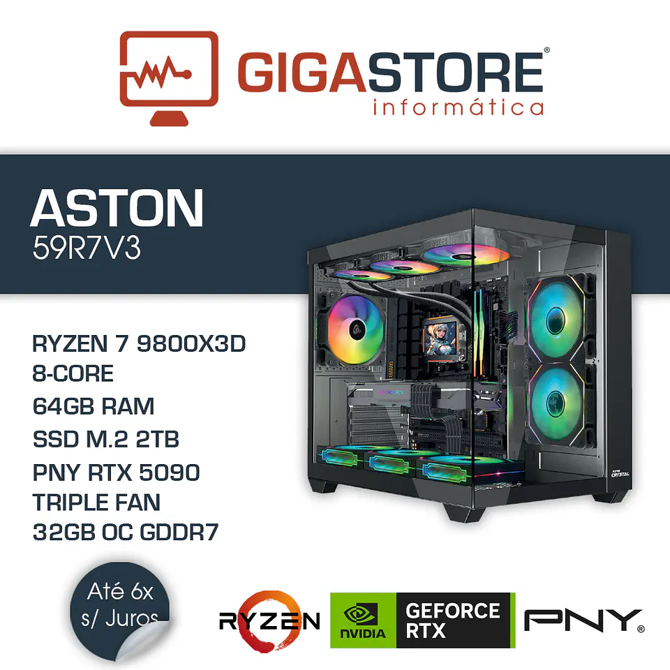 Desktop Gaming ASTON-59R7V3 RYZEN 7 9800X3D 64GB RAM 2TB SSD W11 1