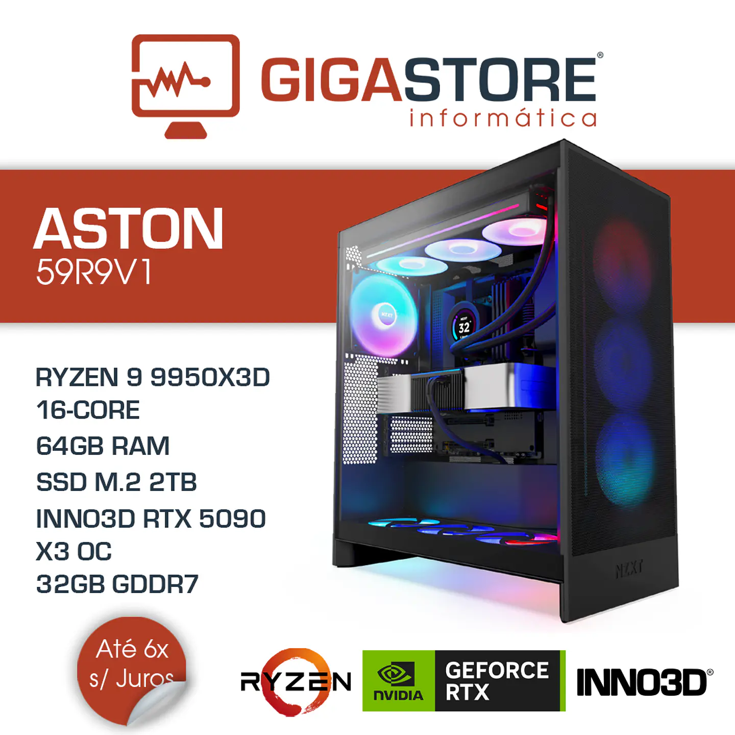 Desktop Gaming ASTON-59R9V1 RYZEN 9 9950X3D 64GB RAM 2TB SSD W11 1