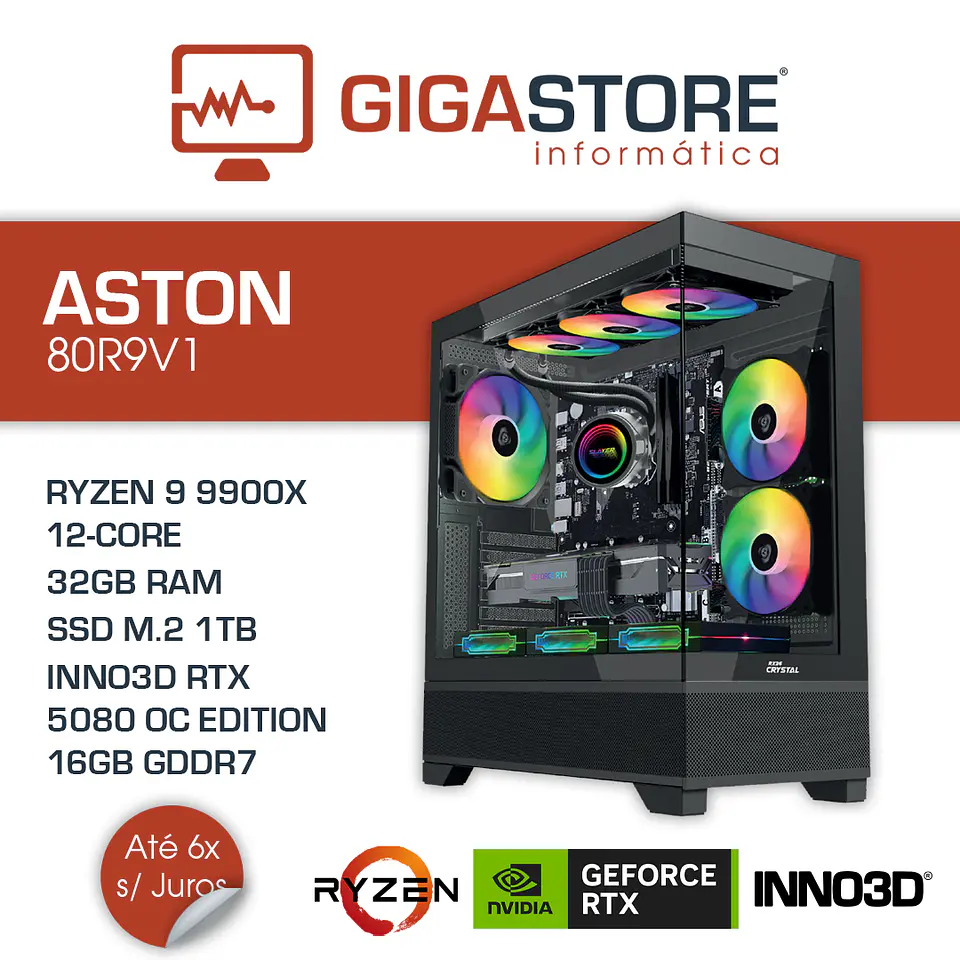 Desktop Gaming ASTON-80R9V1 RYZEN 9 9900X 32GB RAM 1TB SSD W11 1