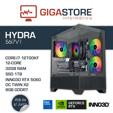 Desktop Gaming HYDRA-56i7V1 I7 12700KF 32GB RAM 1TB SSD W11