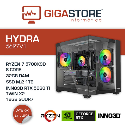 Desktop Gaming HYDRA-56R7V1 RYZEN 7 5700X3D 32GB RAM 1TB SSD W11