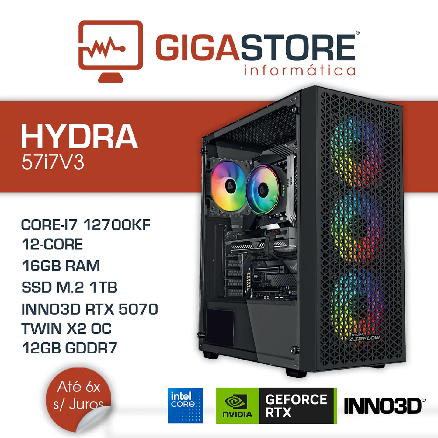 Desktop Gaming HYDRA-57i7V3 I7 12700KF 16GB RAM 1TB SSD W11 1