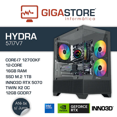Desktop Gaming HYDRA-57i7V7 I7 12700KF 16GB RAM 1TB SSD W11