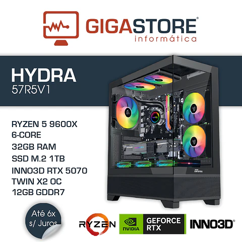 Desktop Gaming HYDRA-57R5V1 RYZEN 5 9600X 32GB RAM 1TB SSD W11