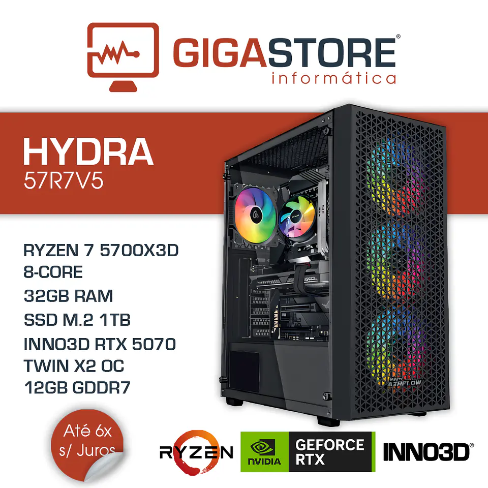 Desktop Gaming HYDRA-57R7V5 RYZEN 7 5700X3D 32GB RAM 1TB SSD W11 1