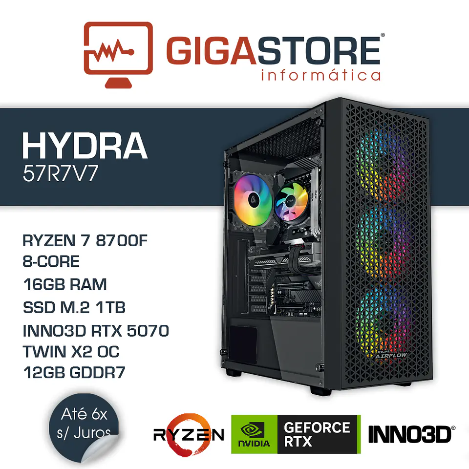 Desktop Gaming HYDRA-57R7V7 RYZEN 7 8700F 32GB RAM 1TB SSD W11 1