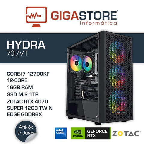 Desktop Gaming HYDRA-70i7V1 I7 12700KF 16GB RAM 1TB SSD W11