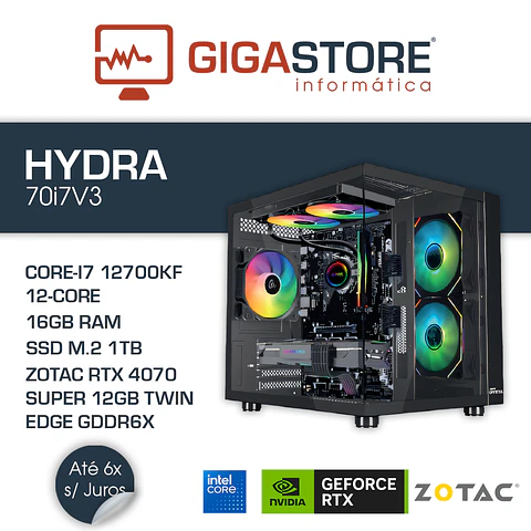 Desktop Gaming HYDRA-70i7V3 I7 12700KF 16GB RAM 1TB SSD W11