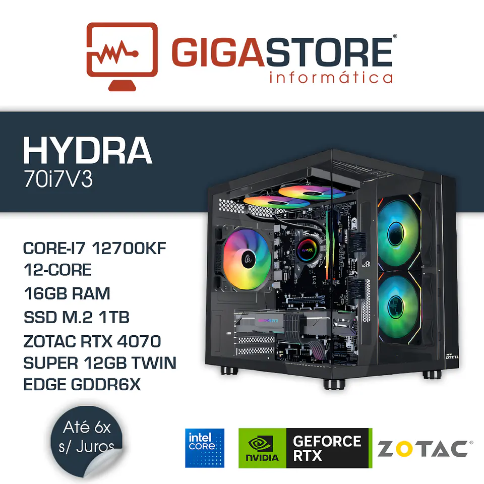 Desktop Gaming HYDRA-70i7V3 I7 12700KF 16GB RAM 1TB SSD W11 1