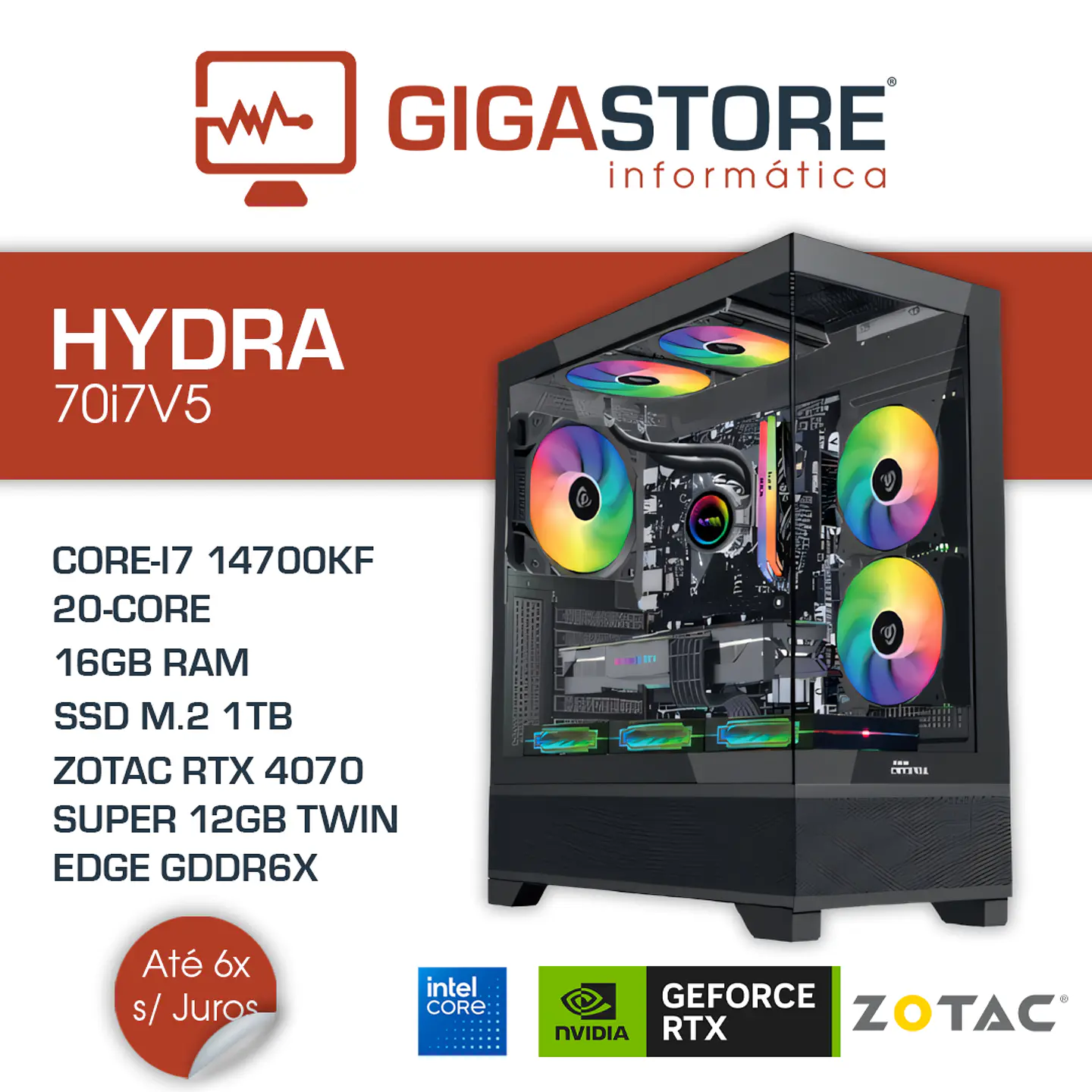 Desktop Gaming HYDRA-70i7V5 I7 14700KF 16GB RAM 1TB SSD W11 1