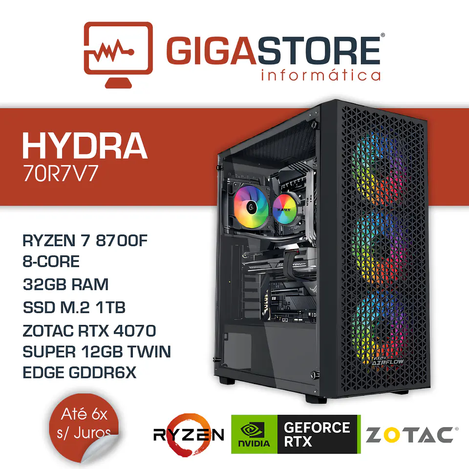 Desktop Gaming HYDRA-70R7V7 RYZEN 7 8700F 32GB RAM 1TB SSD W11 1
