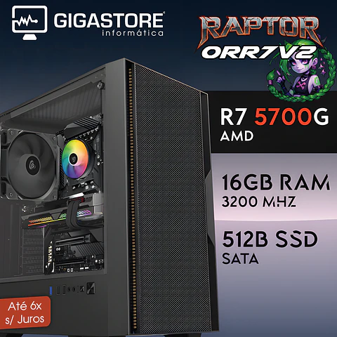 Desktop Gaming RAPTOR-0RR7V2 RYZEN 7 5700G 16GB RAM 512GB SSD W11