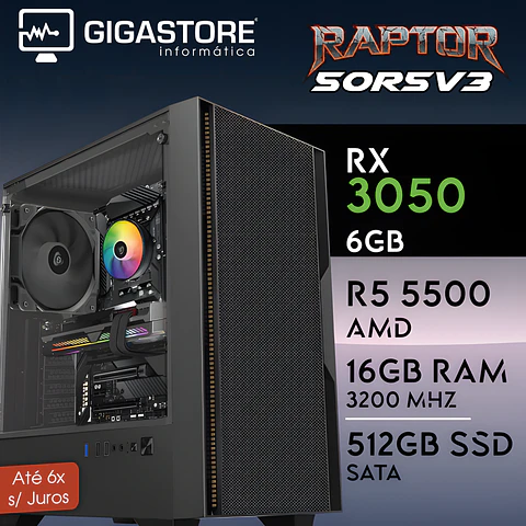 Desktop Gaming RAPTOR-50R5V3 RYZEN 5 5500 RTX 3050 16GB RAM 512GB SSD W11