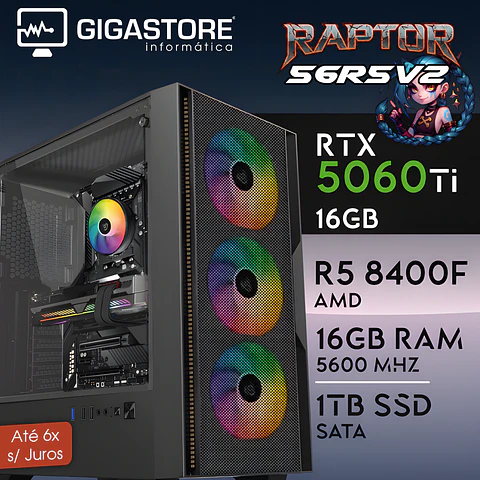 Desktop Gaming RAPTOR-56R5V2 RYZEN 5 8400F RTX 5060Ti 16GB RAM 1TB SSD W11