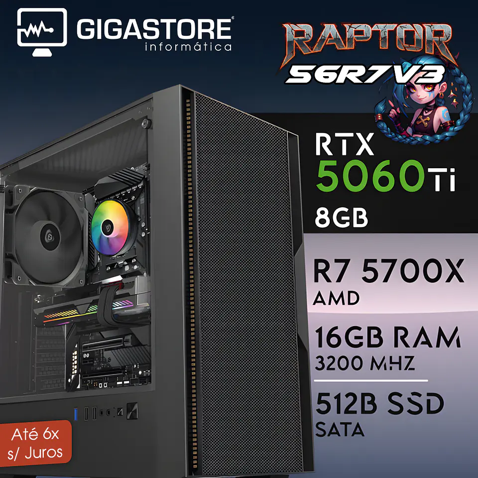 Desktop Gaming RAPTOR-56R7V3 RYZEN 7 5700X RTX 5060Ti 16GB RAM 512GB SSD W11 1