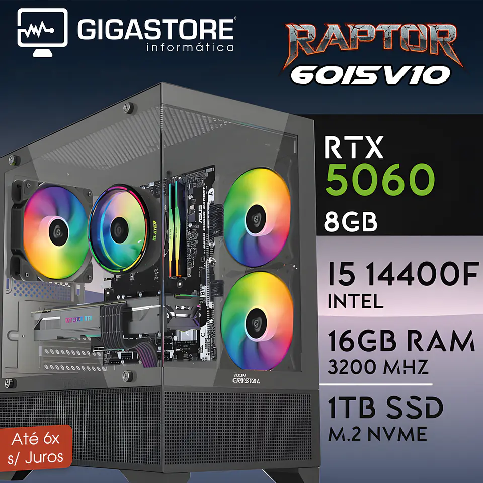 Desktop Gaming RAPTOR-60i5V10 I5 14400F RTX 5060 16GB RAM 1TB SSD W11 1