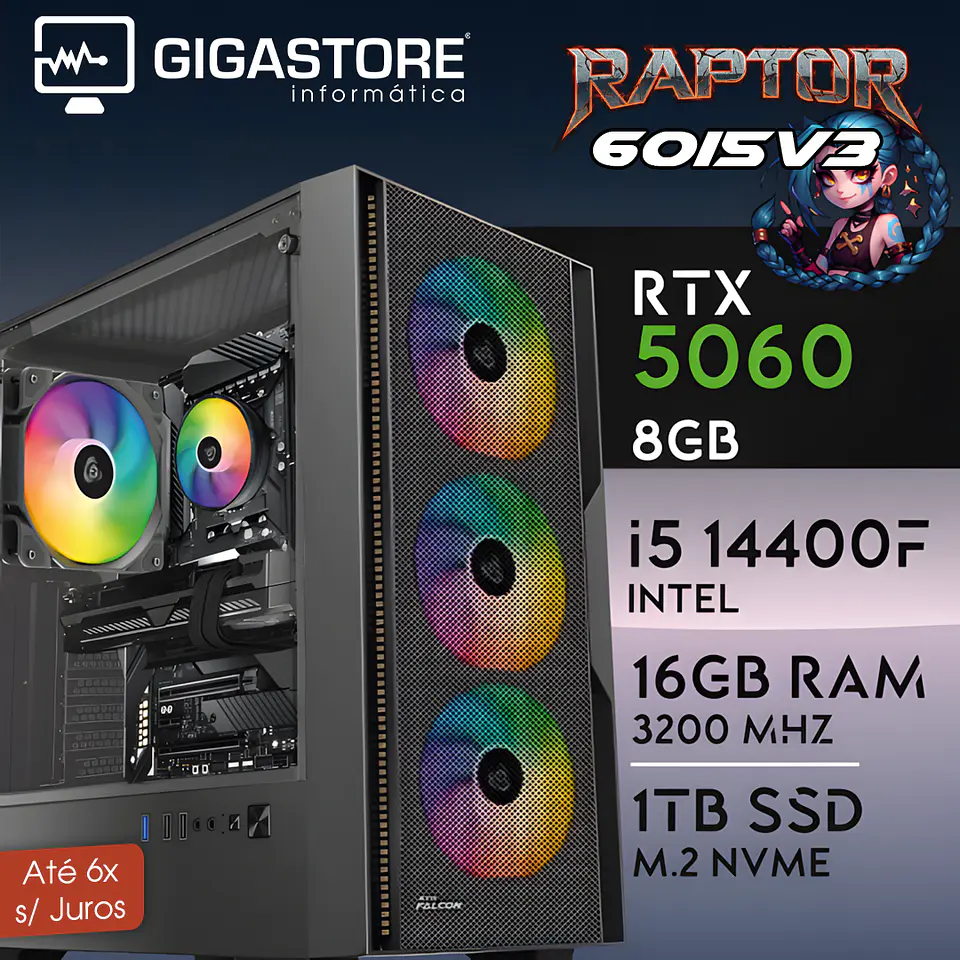 Desktop Gaming RAPTOR-60i5V3 I5 14400F RTX 5060 16GB RAM 1TB SSD W11 1