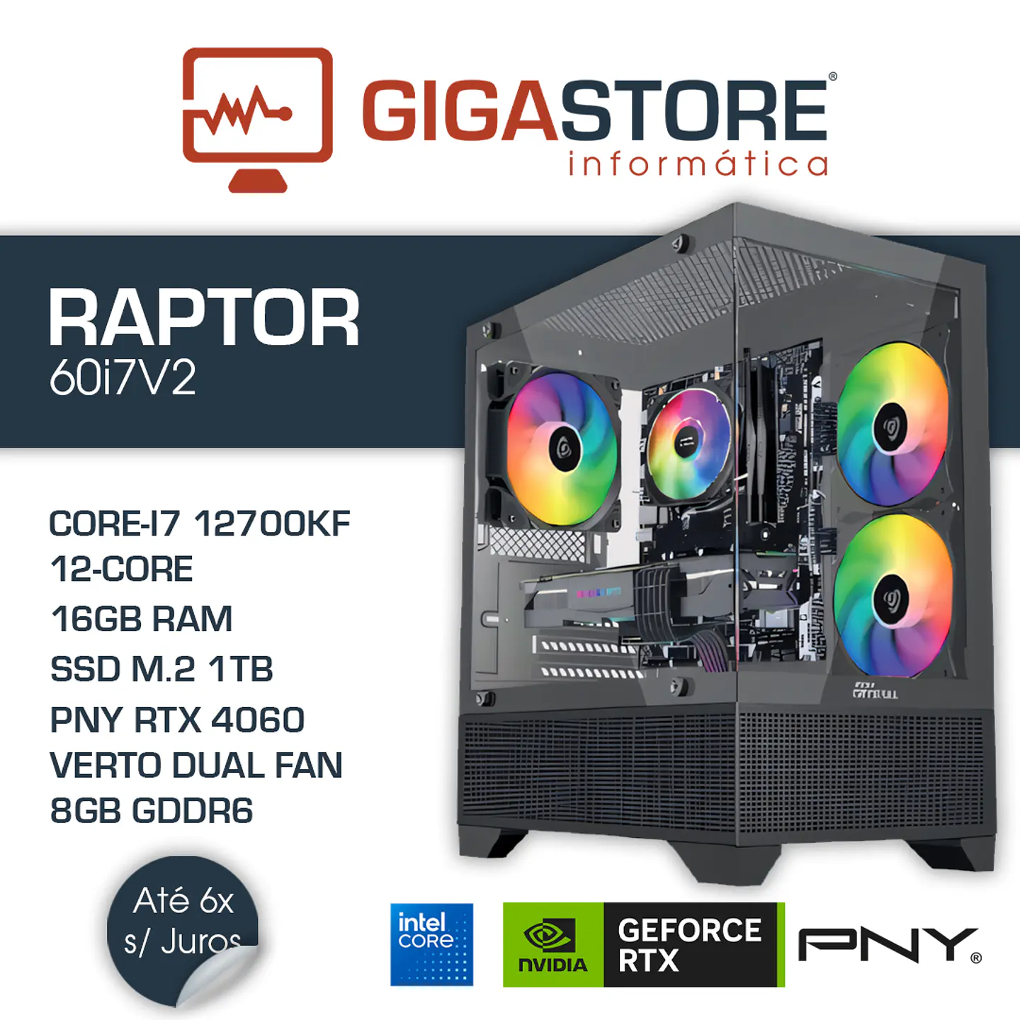 Desktop Gaming RAPTOR-60i7V2 I7 12700KF 16GB RAM 1TB SSD W11 1