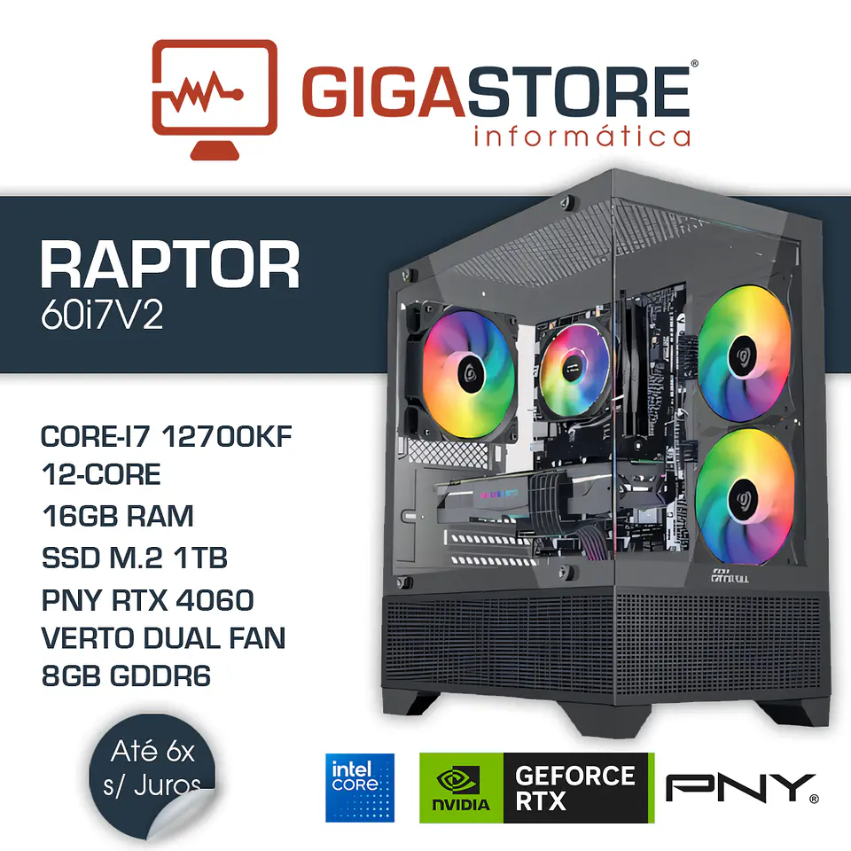 Desktop Gaming RAPTOR-60i7V2 I7 12700KF 16GB RAM 1TB SSD W11 1