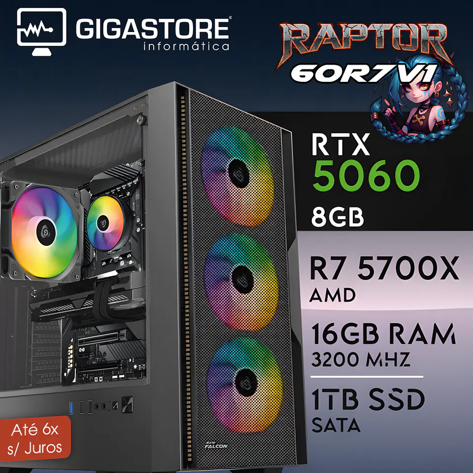 Desktop Gaming RAPTOR-60R7V1 RYZEN 7 5700X RTX 5060 16GB RAM 1TB SSD W11 1