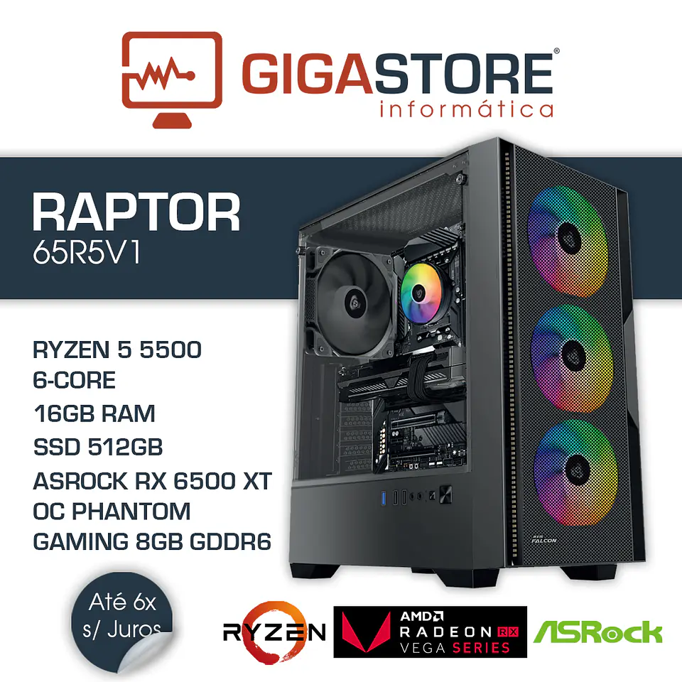 Desktop Gaming RAPTOR-65R5V1 RYZEN 5 5500 16GB RAM 512GB SSD W11 1