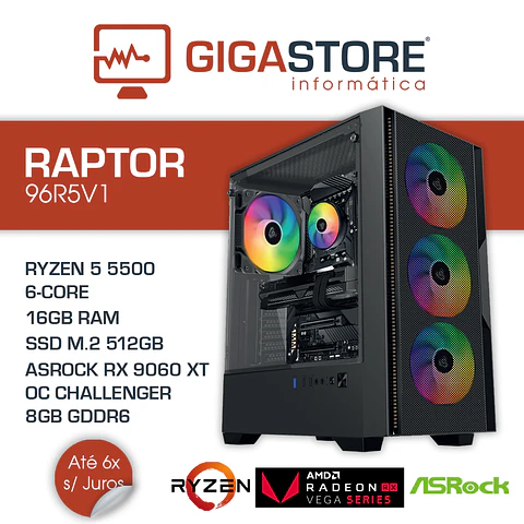 Desktop Gaming RAPTOR-96R5V1 RYZEN 5 5500 16GB RAM 512GB SSD W11