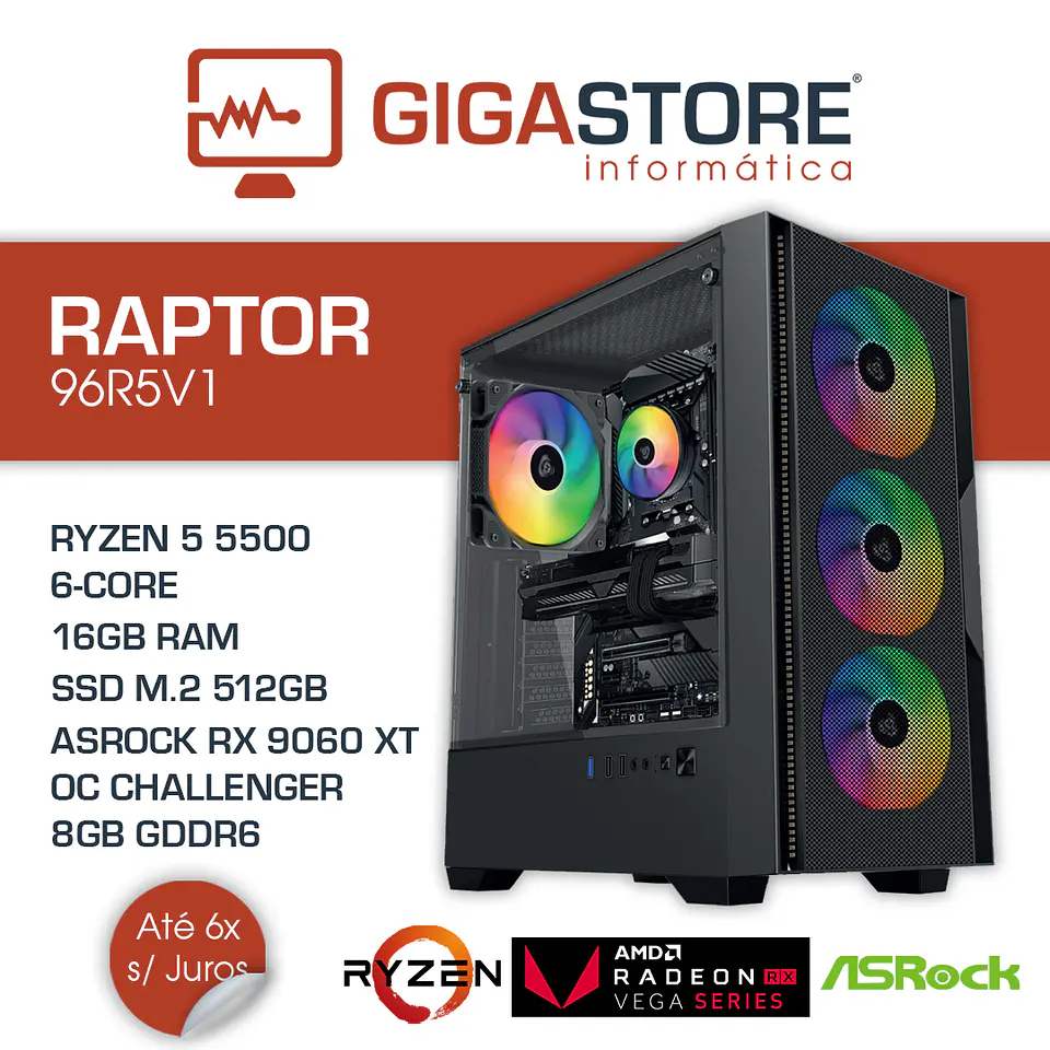 Desktop Gaming RAPTOR-96R5V1 RYZEN 5 5500 16GB RAM 512GB SSD W11 1