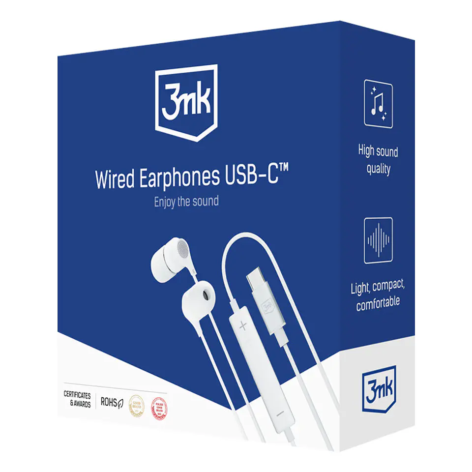 Auriculares 3MK USB-C White 1