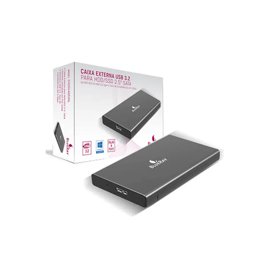 Caixa Externa BlueRay USB 3.2 para HDD/SSD 2.5