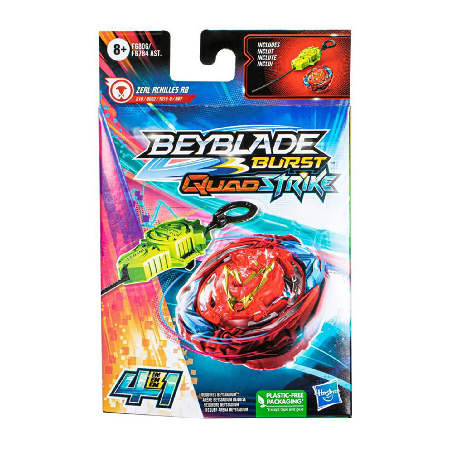 Pião e Lançador Hasbro Beyblade Burst Quad Strike: Zeal Achilles A8 1