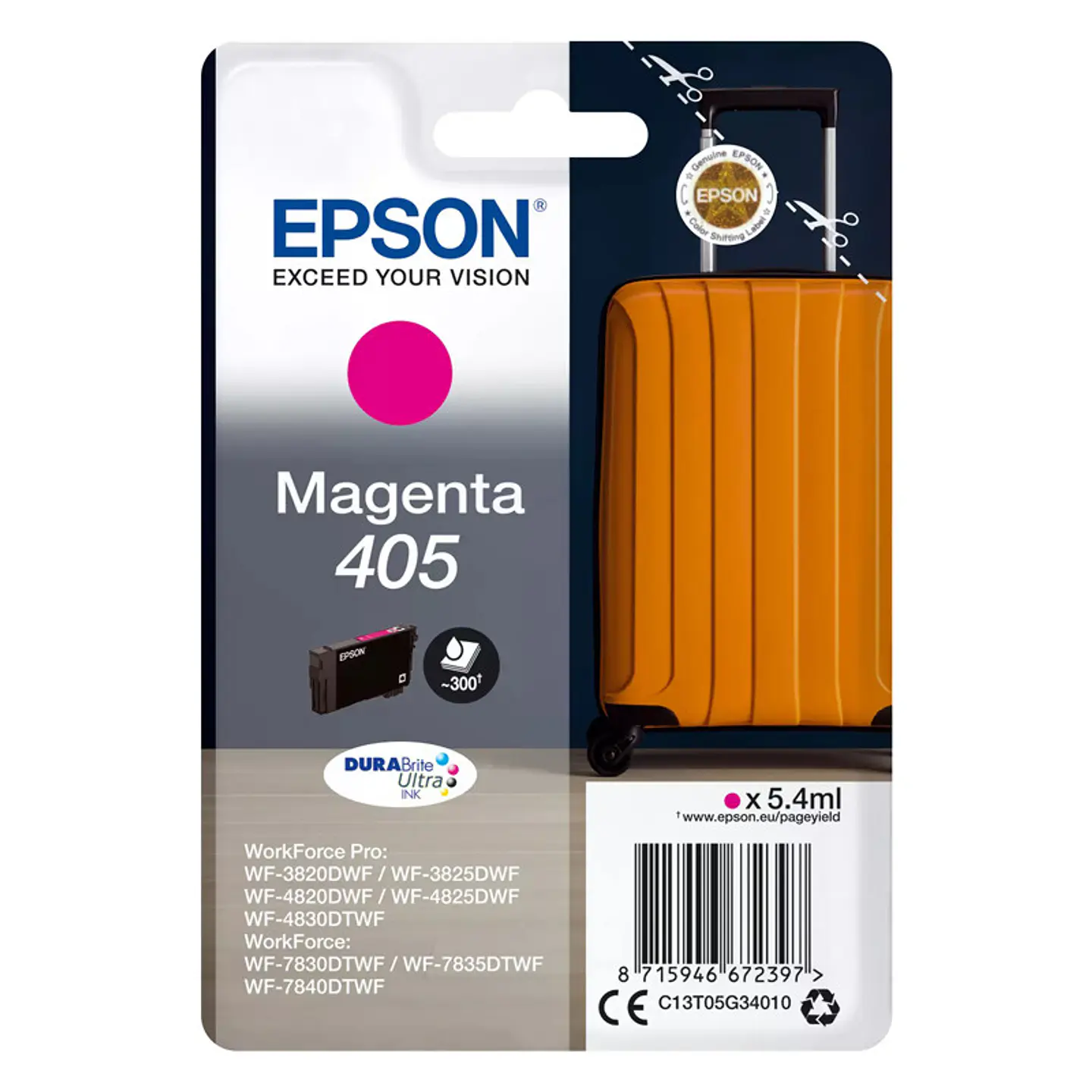 Tinteiro Epson Singlepack Magenta 405 DURABrite Ultra Ink 1