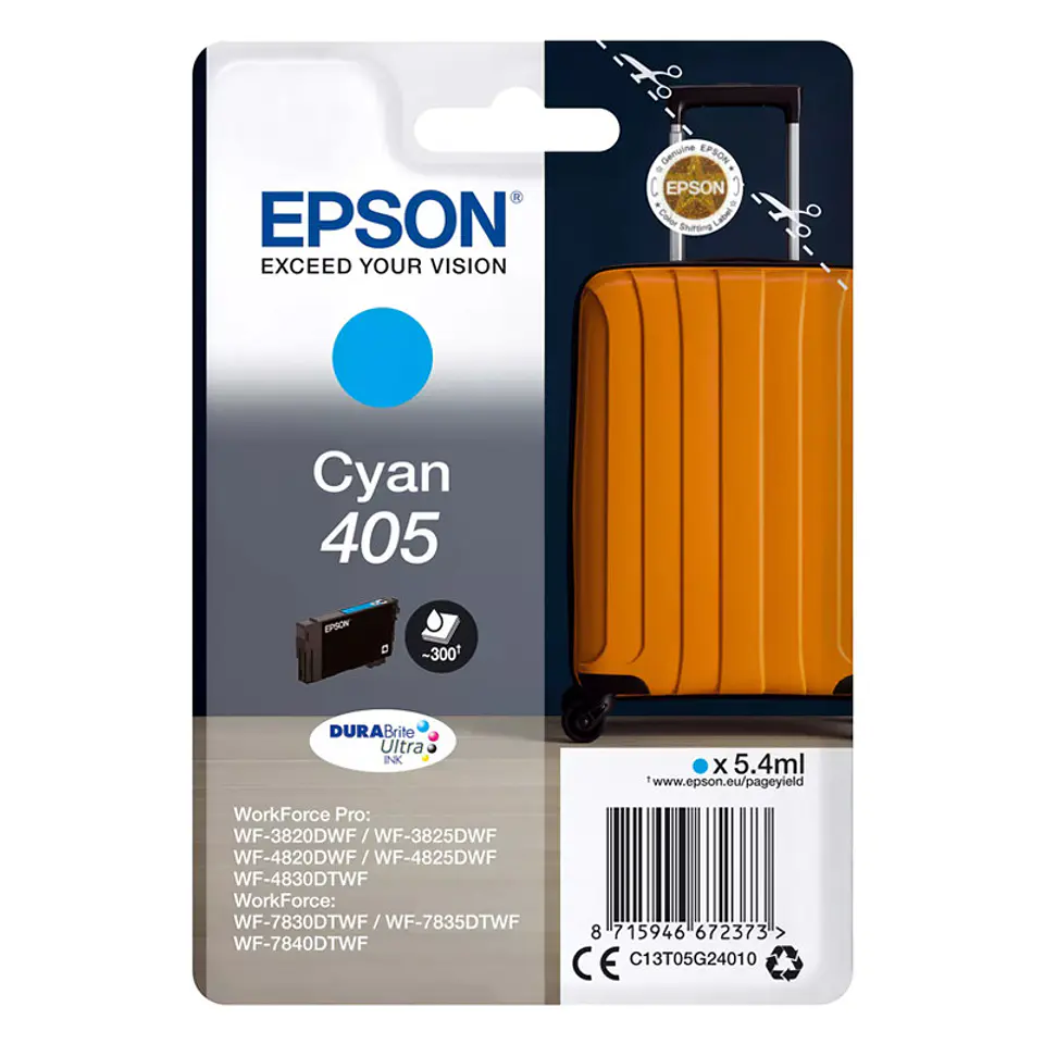 Tinteiro Epson Singlepack Ciano 405 DURABrite Ultra Ink 1