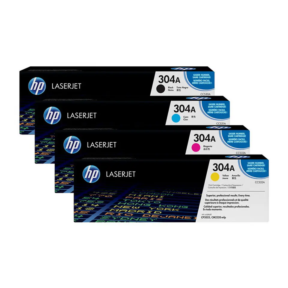 Conjunto Triplo de Toner HP LaserJet Original 304A Ciano/Magenta/Amarelo 1