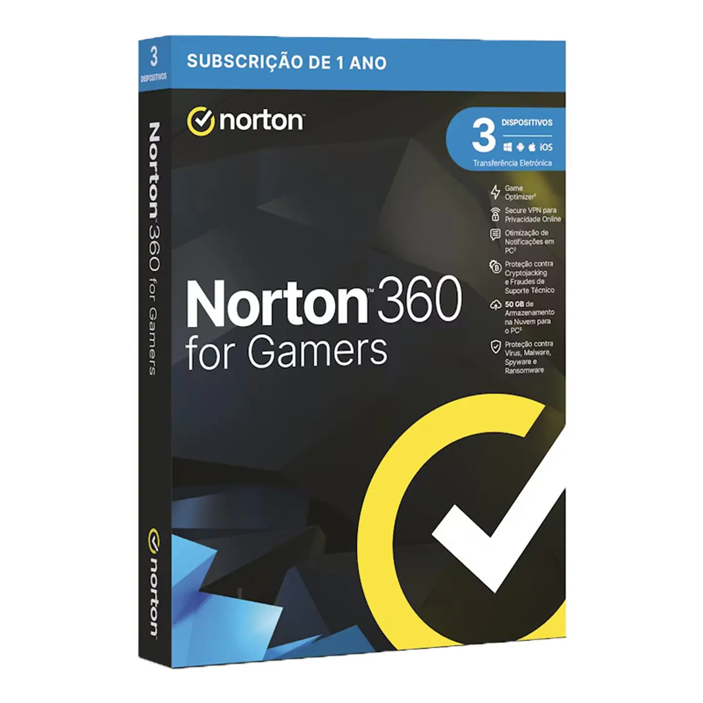 Norton 360 for Gamers Cloud 50GB 1 User, 3 Dispositivos, 1 Ano Caixa Física 1
