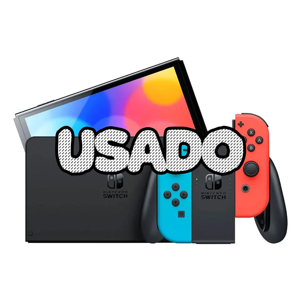 Consola Nintendo Switch (versão OLED) Azul Néon/Vermelho Néon + Jogo Mario + Rabbids Sparks of Hope USADO (1 ano de garantia) 1