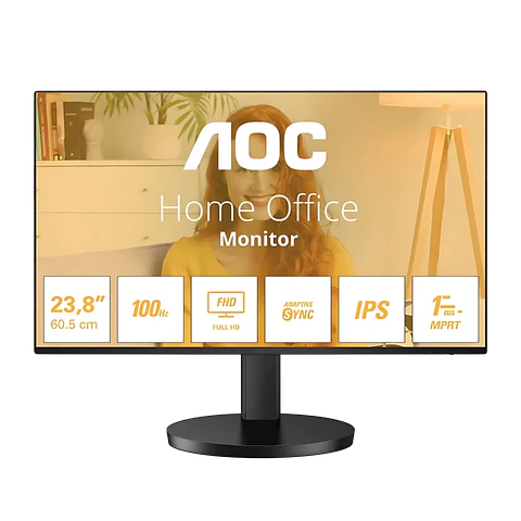 Monitor AOC 24" 24B3CF2 IPS FHD 100Hz 1ms USB-C (65W) c/colunas Ajuste Completo