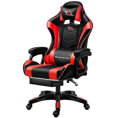 Silla Gaming PowerGaming Negro/Rojo con Reposapiés