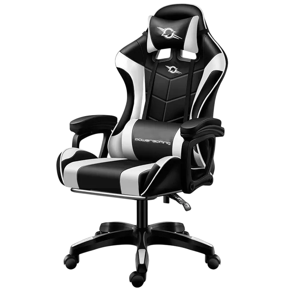 Silla Gaming PowerGaming con Altavoz Bluetooth y Masaje Blanco 1